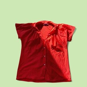 80s Two East Red Polka Dot Blouse